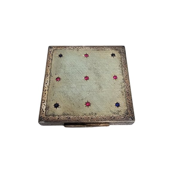 Gucci Jewelry - Vintage Gucci Sterling Silver Rhinestone Mirror Powder Compact #16521